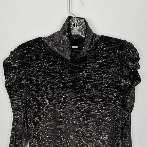 Misa Los Angeles Womens Stormi Mini Dress Black Metallic Long Sleeves size Small - Picture 5 of 15